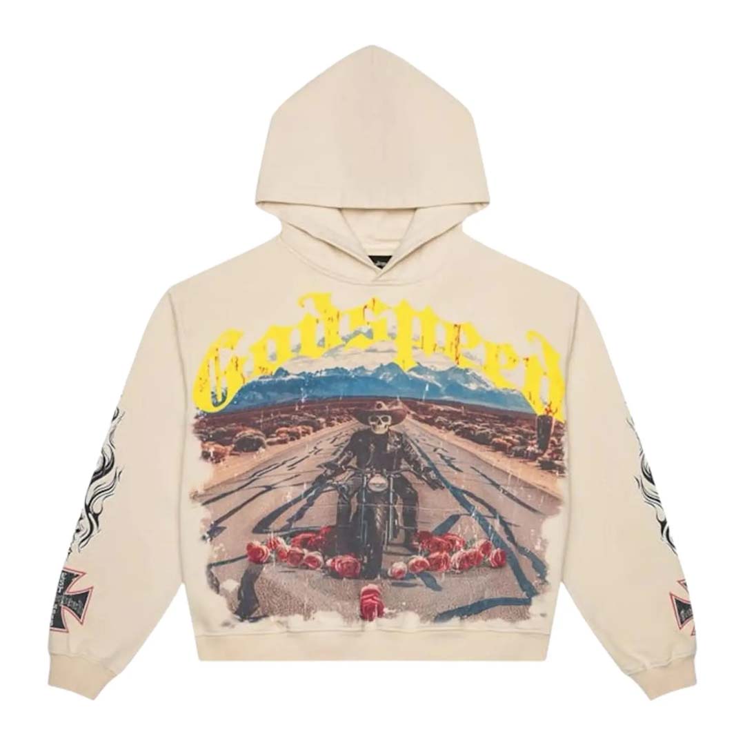 Godspeed Long Lonely Road Hoodie Bone by Godspeed - NWAHYPE No.1 for streetwear Hoodies in USA
