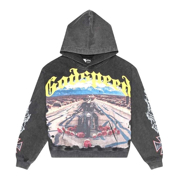 Godspeed Long Lonely Road Hoodie Grey Wash by Godspeed - NWAHYPE No.1 for streetwear Hoodies in USA