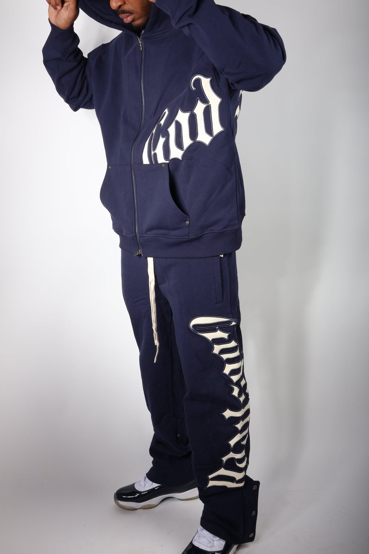 Godspeed Navy Cream Sweatsuit Hoodie & Sweatpants Set by Godspeed - NWAHYPE No.1 for streetwear Hoodies in USA