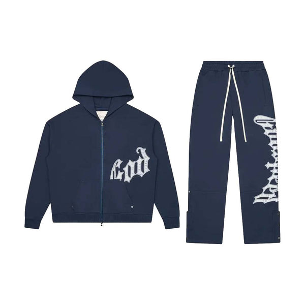 Godspeed Navy Grey Sweatsuit Hoodie & Sweatpants Set by Godspeed - NWAHype 1 for streetwear Hoodies in USA