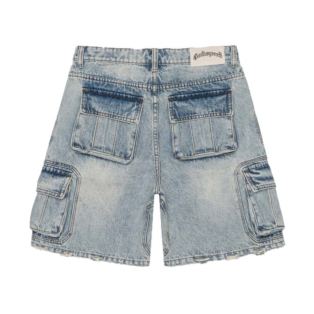 Godspeed Octagon Cargo Denim Shorts Blue by Godspeed - NWAHype No.1 for streetwear Shorts in USA