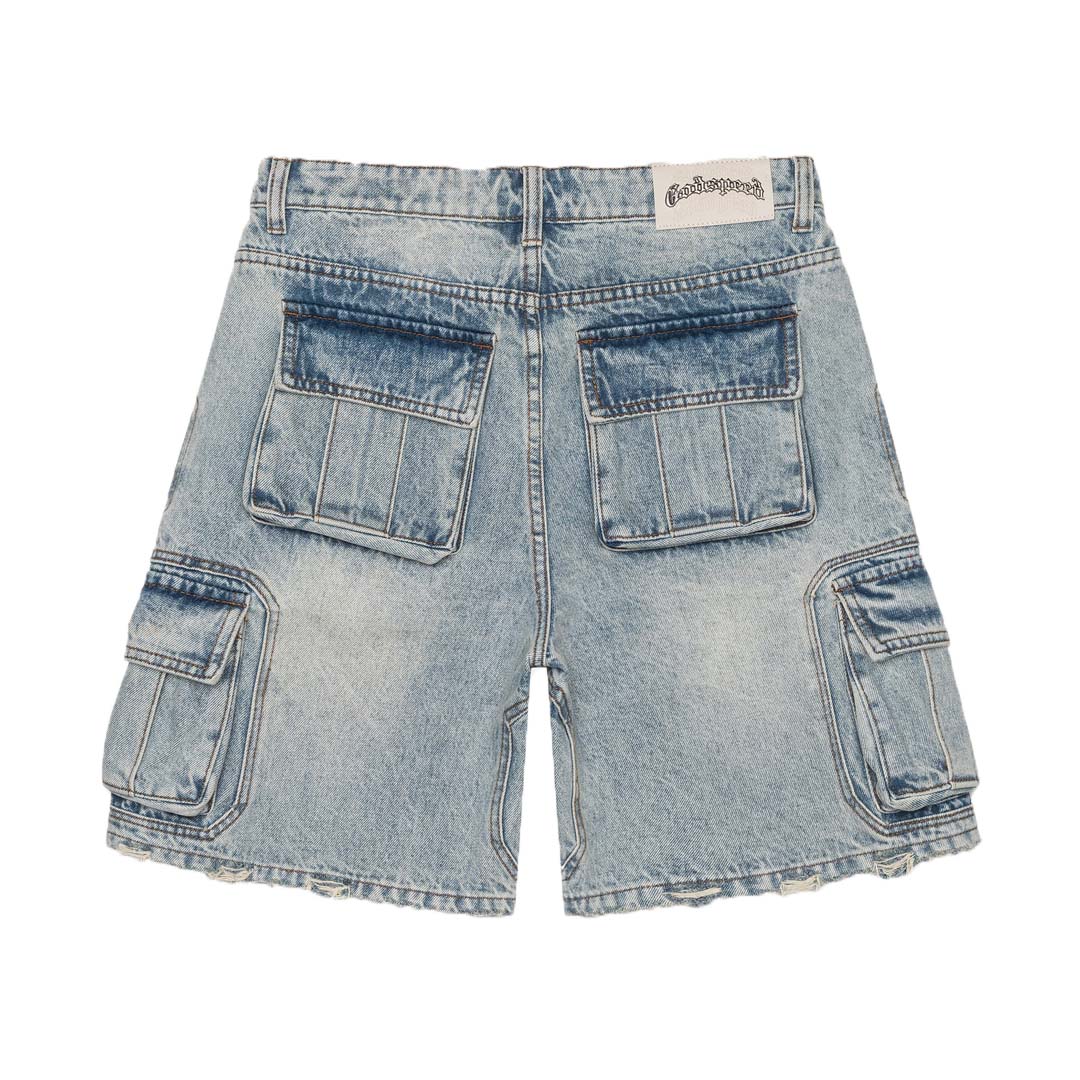 Godspeed Octagon Cargo Denim Shorts Blue by Godspeed - NWAHype No.1 for streetwear Shorts in USA