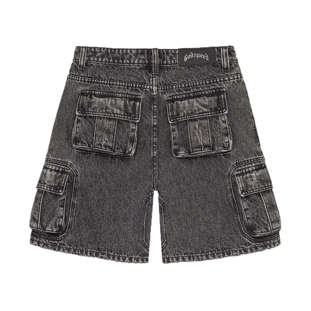 Godspeed Octagon Cargo Denim Shorts Grey Wash by Godspeed - NWAHype No.1 for streetwear Shorts in USA
