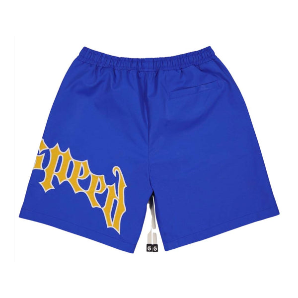 Godspeed OG Logo Nylon Shorts Blue Yellow by Godspeed - NWAHYPE No.1 for streetwear Shorts in USA