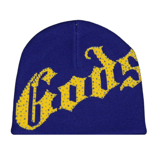 Godspeed OG Logo Studded Beanie Blue Yellow by Godspeed - NWAHYPE No.1 for streetwear Beanies in USA