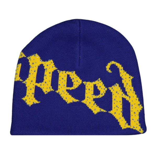 Godspeed OG Logo Studded Beanie Blue Yellow by Godspeed - NWAHYPE No.1 for streetwear Beanies in USA