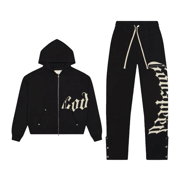 Godspeed OG Logo Sweatsuit Hoodie & Sweatpants Black Cream by Godspeed - NWAHype 1 for streetwear Hoodies in USA