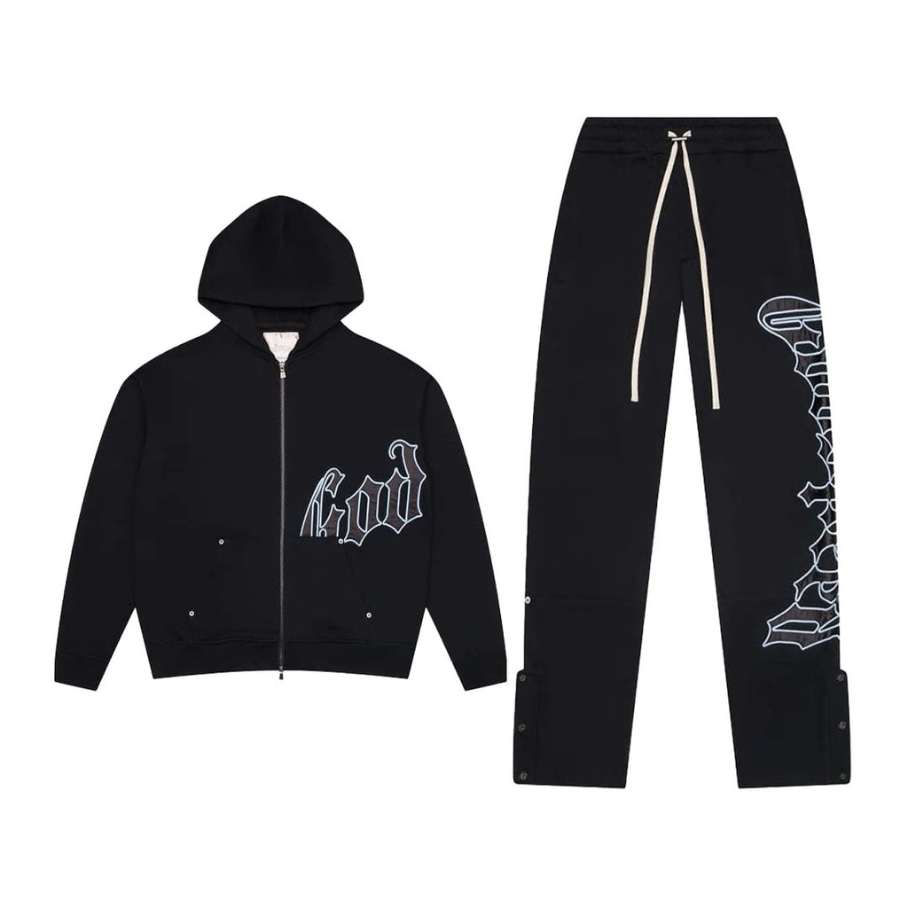 Godspeed OG Logo Sweatsuit Hoodie & Sweatpants Black Light Blue by Godspeed - NWAHYPE No.1 for streetwear Hoodies in USA