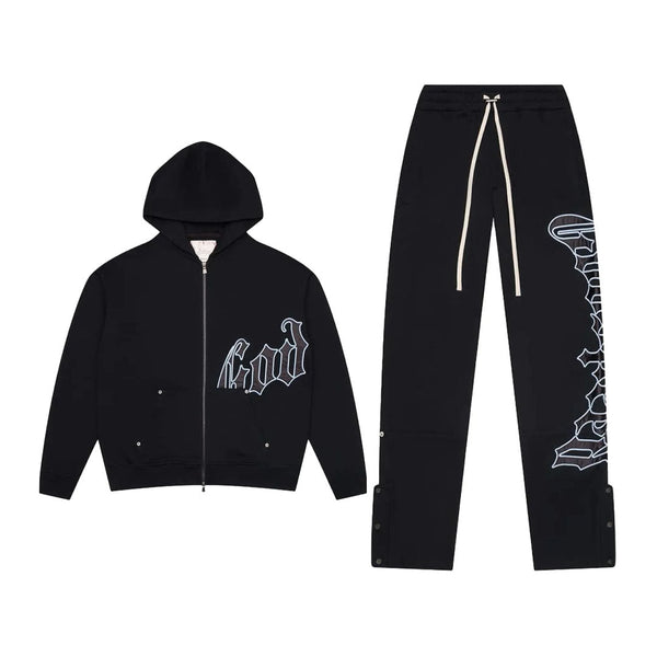 Godspeed OG Logo Sweatsuit Hoodie & Sweatpants Black Light Blue by Godspeed - NWAHYPE No.1 for streetwear Hoodies in USA