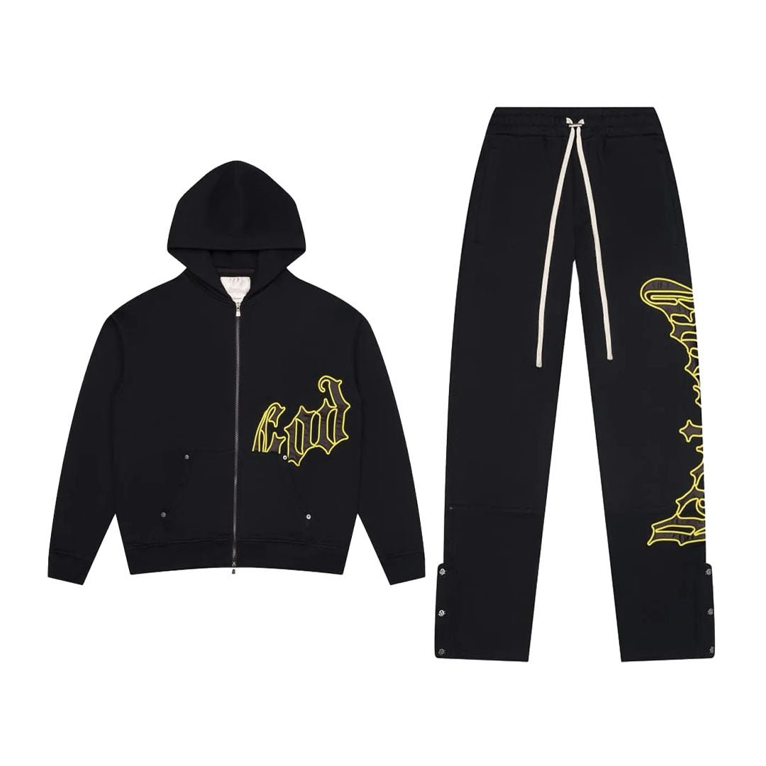 Godspeed OG Logo Sweatsuit Hoodie & Sweatpants Black Yellow by Godspeed - NWAHYPE No.1 for streetwear Hoodies in USA