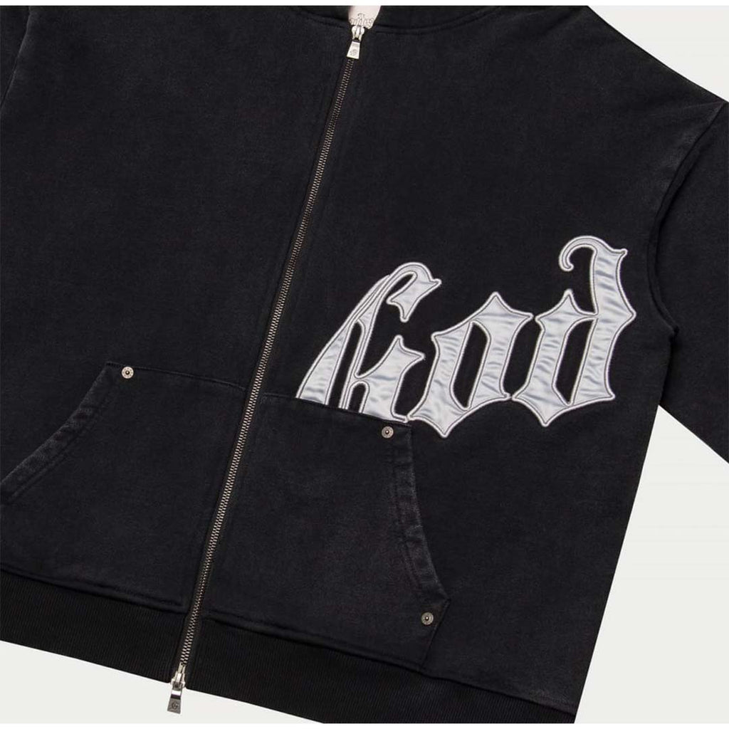 Godspeed OG Logo V2 Zip Up Black/Silver Satin by Godspeed - NWAHYPE No.1 for streetwear Hoodies in USA