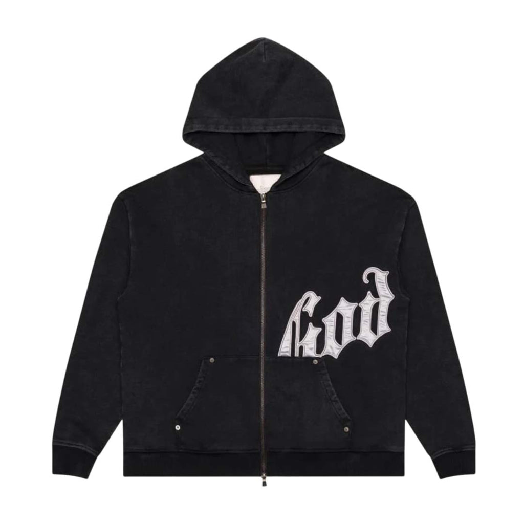 Godspeed OG Logo V2 Zip Up Black/Silver Satin by Godspeed - NWAHYPE No.1 for streetwear Hoodies in USA