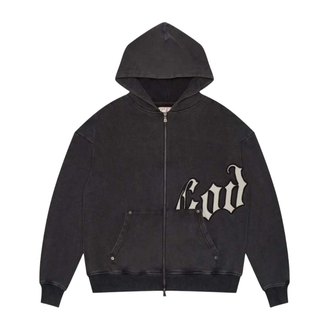 Godspeed OG Logo V2 Zip Up Hoodie Black Washed by Godspeed - NWAHYPE No.1 for streetwear Hoodies in USA