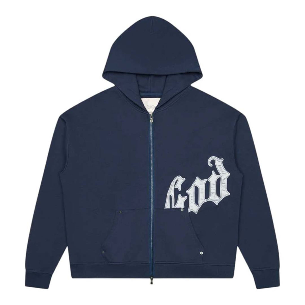 Godspeed OG Logo V2 Zip Up Hoodie Navy Silver by Godspeed - NWAHYPE No.1 for streetwear Hoodies in USA