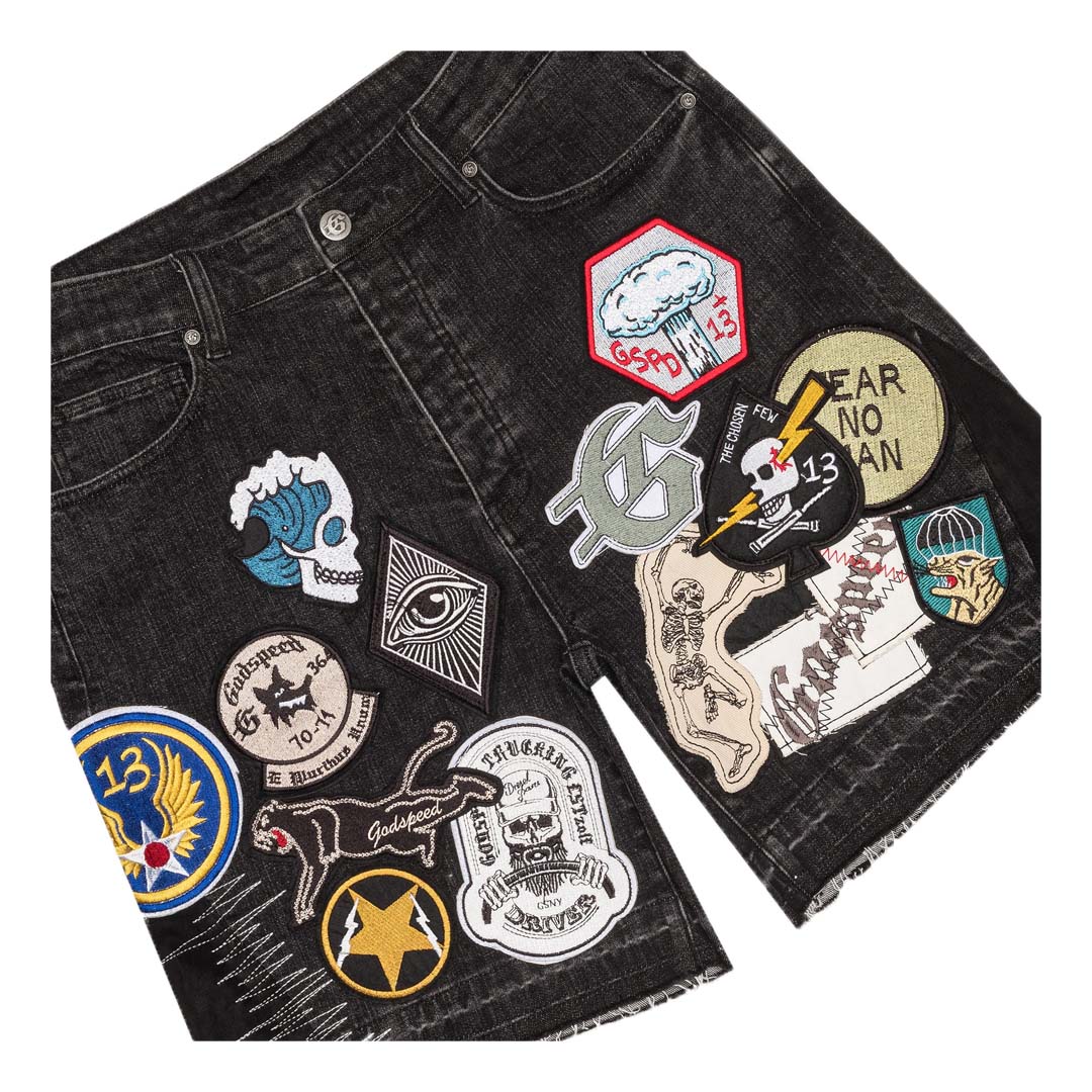 Godspeed Patchwork Denim Shorts V2 Black by Godspeed - NWAHype No.1 for streetwear Shorts in USA