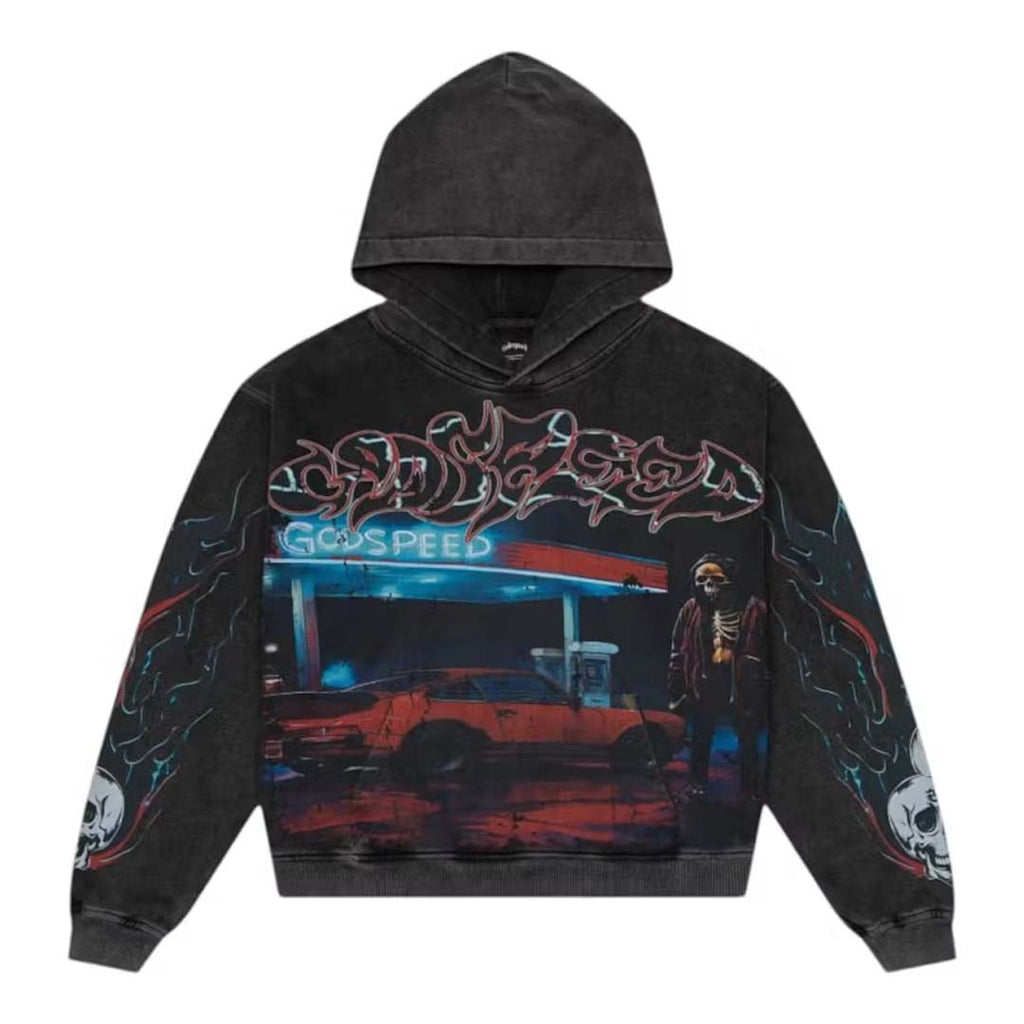 Godspeed Pitstop Hoodie Black Wash by Godspeed - NWAHYPE No.1 for streetwear Hoodies in USA