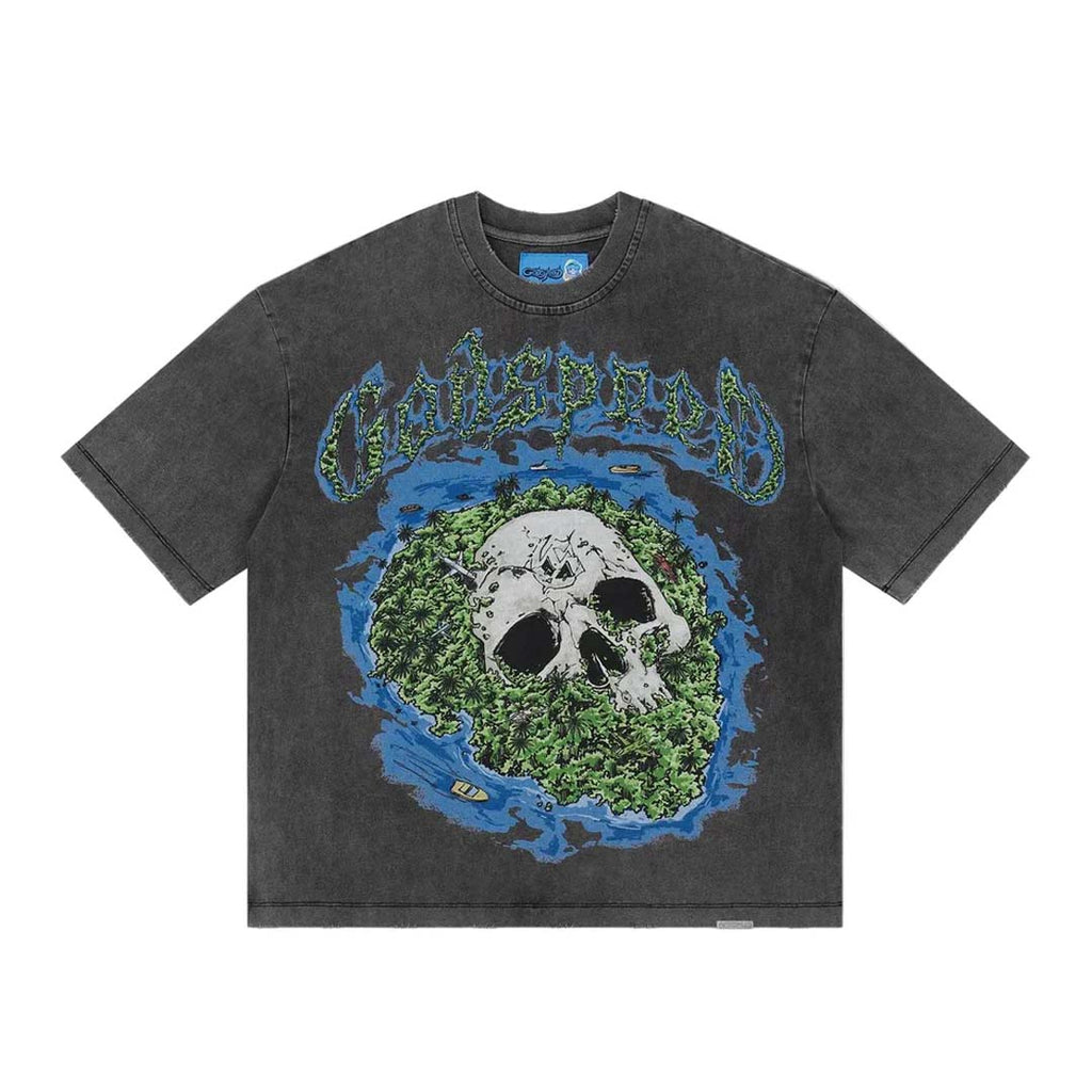 Godspeed Skull Island 2.0 Grey Wash Tee by Godspeed - NWAHYPE No.1 for streetwear T-Shirts in USA