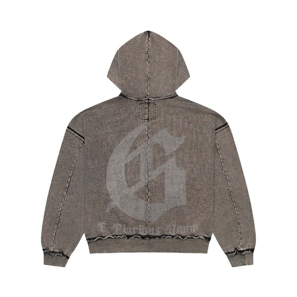 Godspeed Studded OG Logo Zip Up Hoodie Grey Wash by Godspeed - NWAHype 1 for streetwear Hoodies in USA
