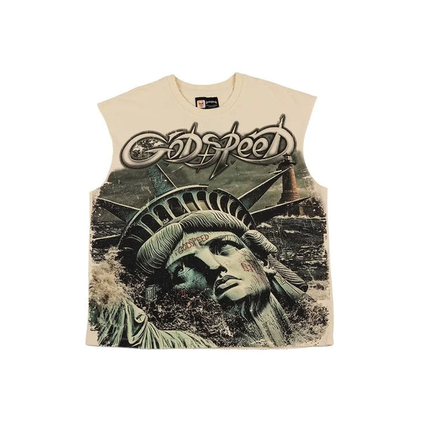 Godspeed Sunken Liberty 2 Sleeveless Tee Bone by Godspeed - NWAHype 1 for streetwear T-Shirts in USA