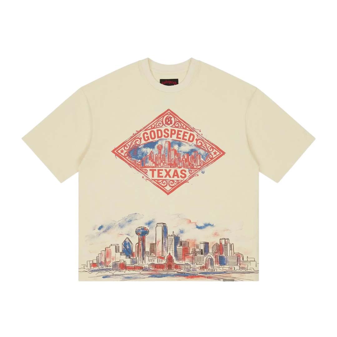 Godspeed Texas Skyline Tee Cream by Godspeed - NWAHYPE No.1 for streetwear T-Shirts in USA