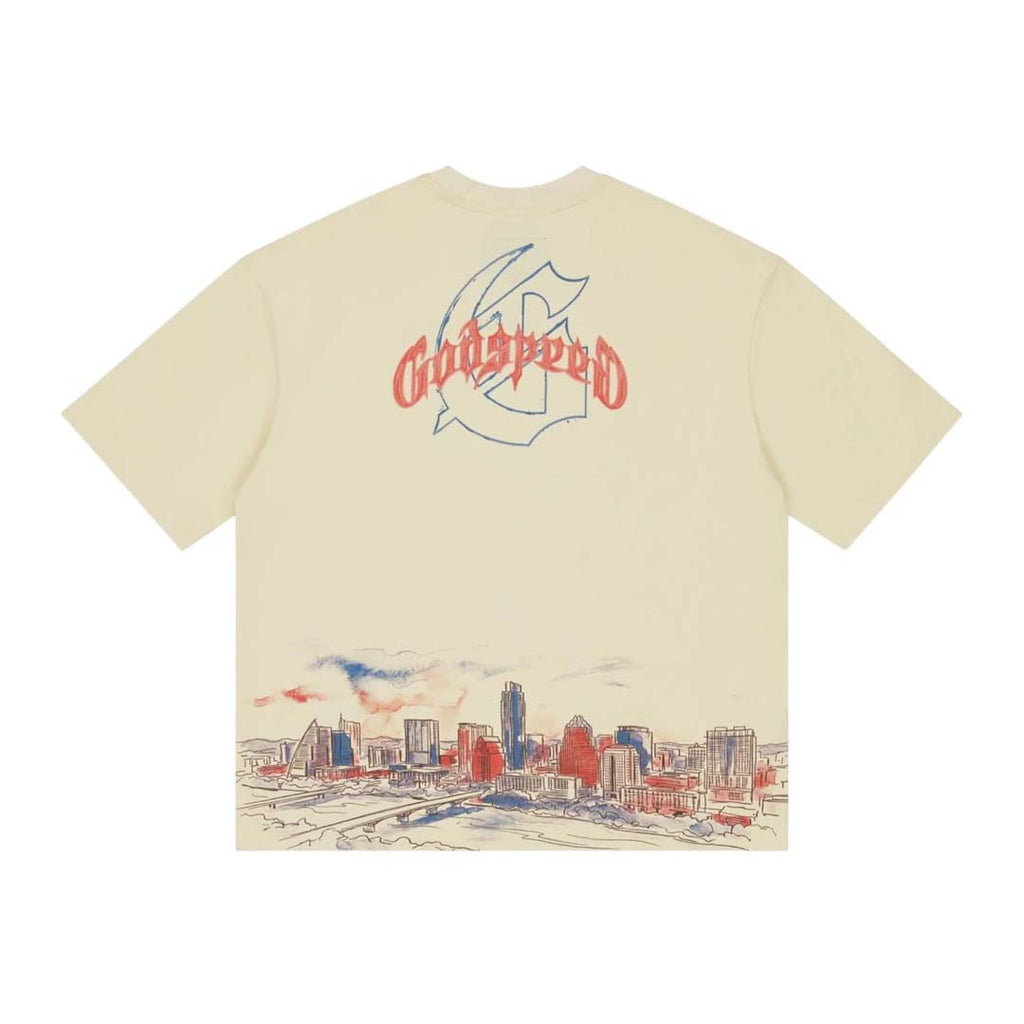 Godspeed Texas Skyline Tee Cream by Godspeed - NWAHYPE No.1 for streetwear T-Shirts in USA