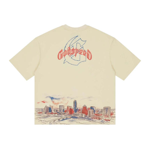 Godspeed Texas Skyline Tee Cream by Godspeed - NWAHYPE No.1 for streetwear T-Shirts in USA