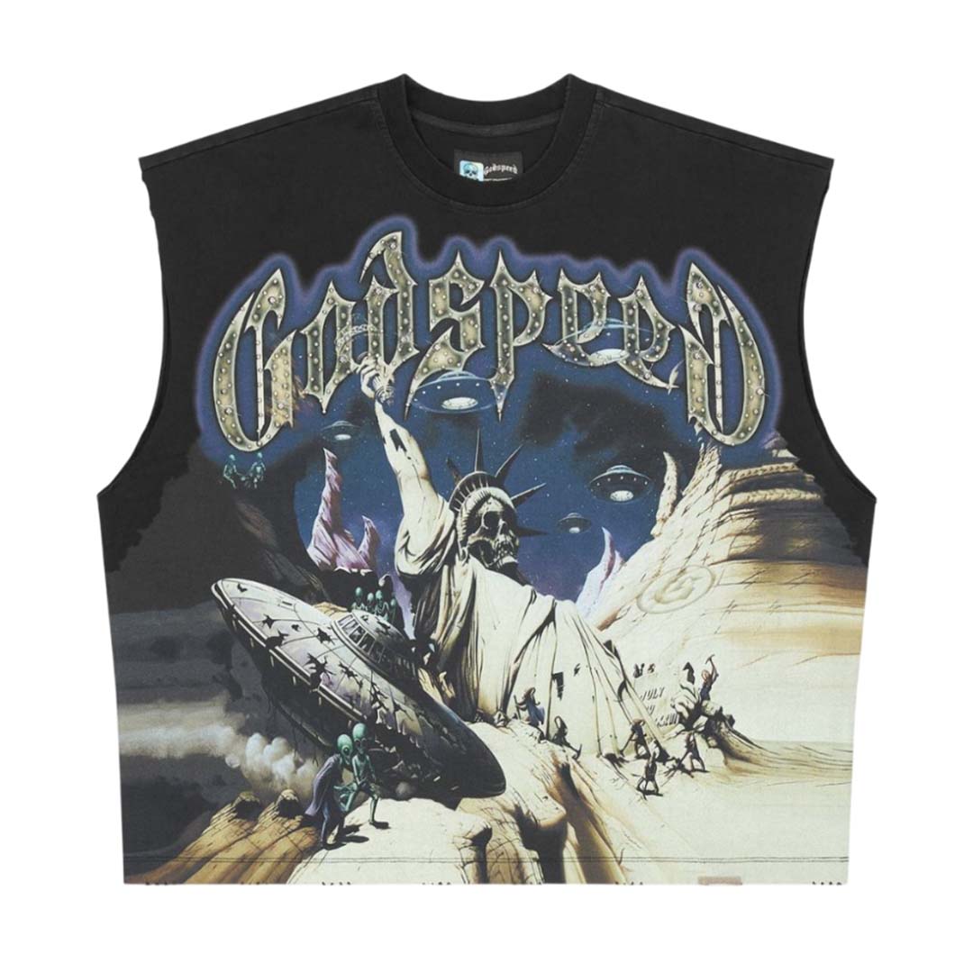 Godspeed The Landing Sleeveless Black Tee by Godspeed - NWAHYPE No.1 for streetwear T-Shirts in USA