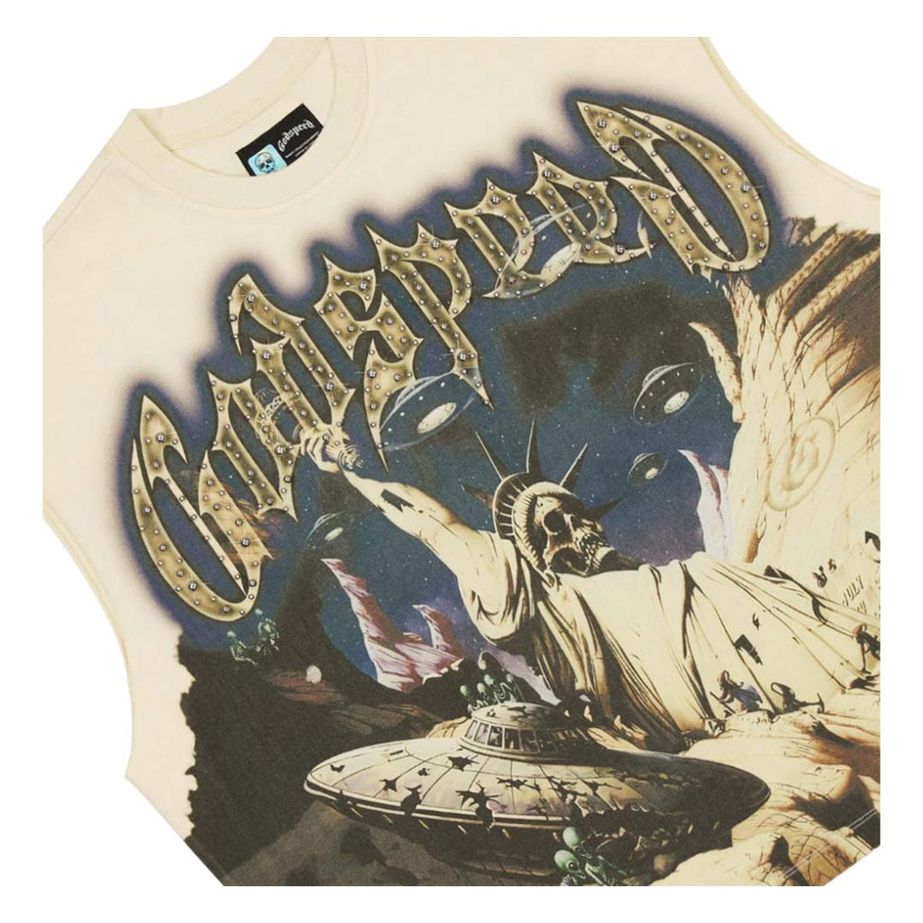 Godspeed The Landing Sleeveless Bone Tee by Godspeed - NWAHYPE No.1 for streetwear T-Shirts in USA