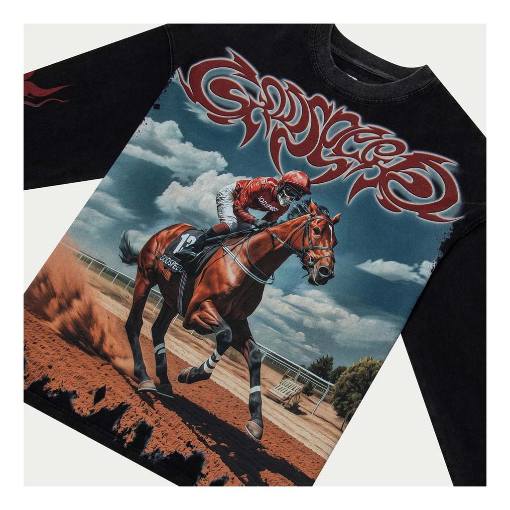 Godspeed Thoroughbred Long Sleeve Tee Black Wash by Godspeed - NWAHype 1 for streetwear T-Shirts in USA