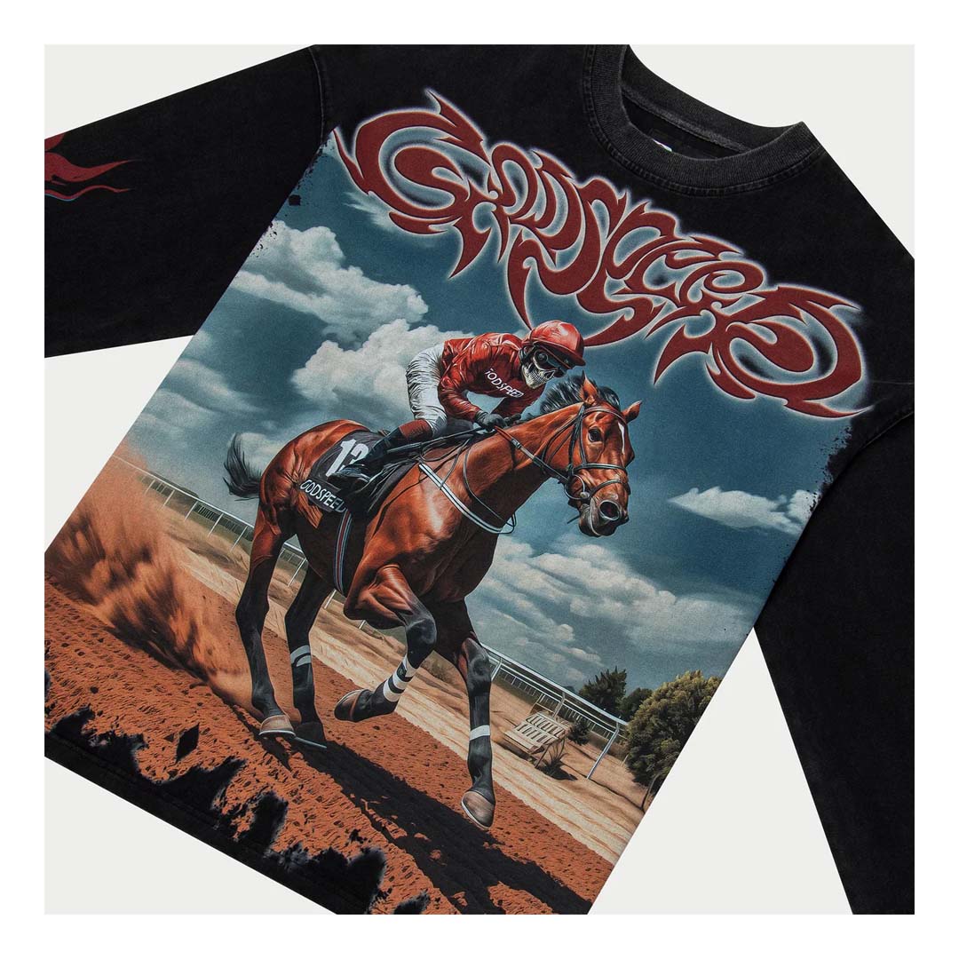Godspeed Thoroughbred Long Sleeve Tee Black Wash by Godspeed - NWAHype 1 for streetwear T-Shirts in USA