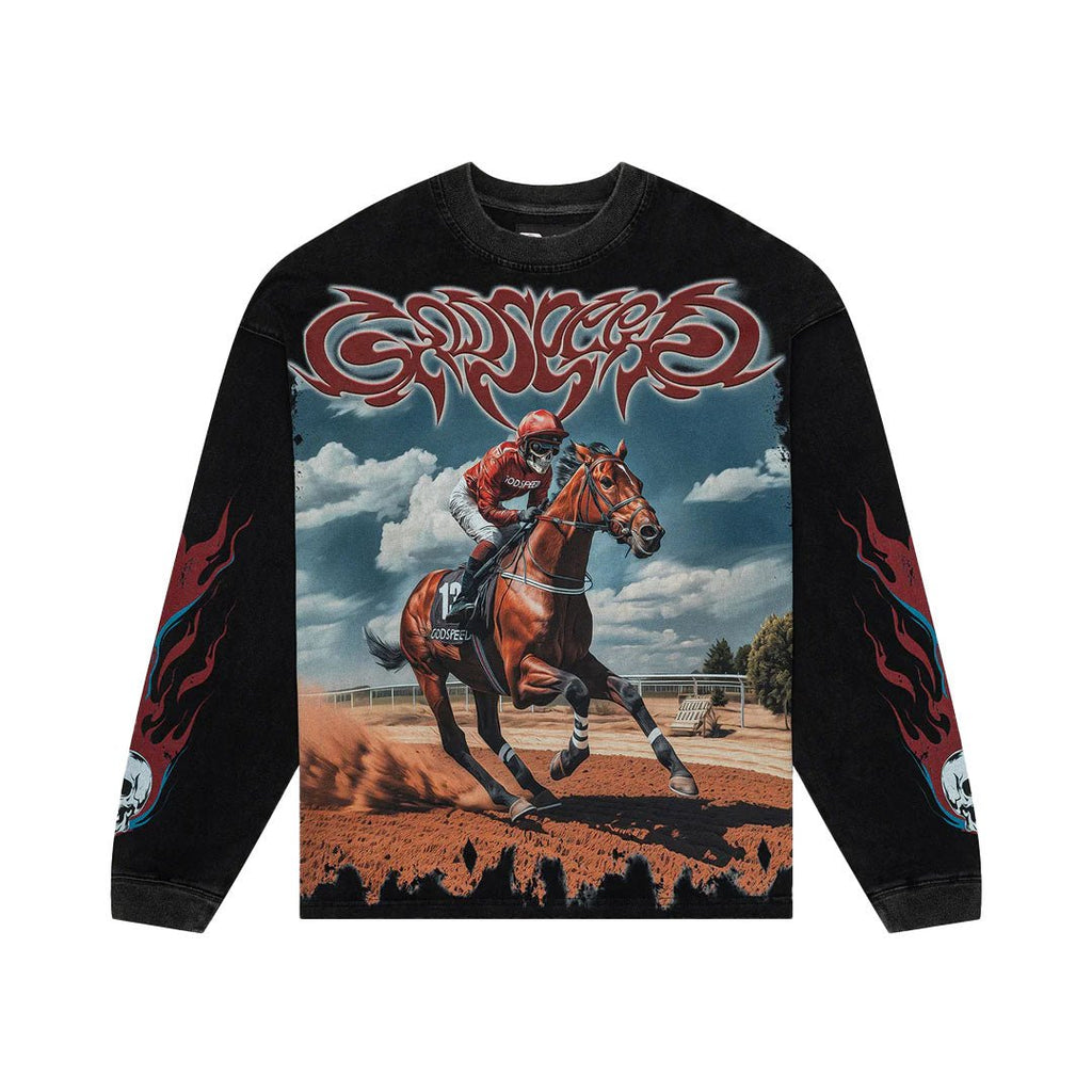 Godspeed Thoroughbred Long Sleeve Tee Black Wash by Godspeed - NWAHype 1 for streetwear T-Shirts in USA