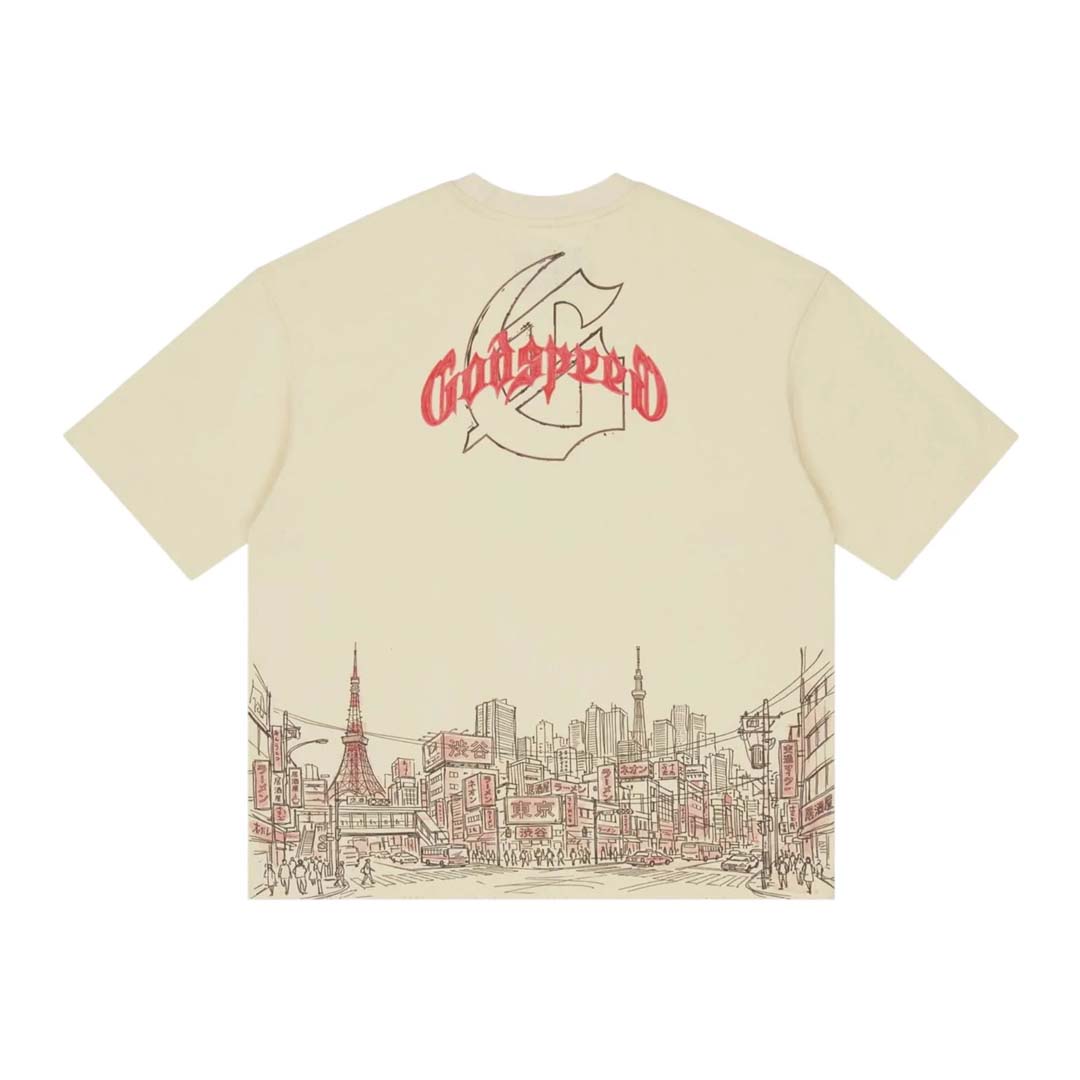 Godspeed Tokyo Skyline Tee Cream by Godspeed - NWAHYPE No.1 for streetwear T-Shirts in USA