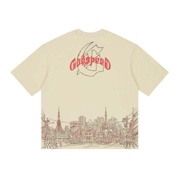 Godspeed Tokyo Skyline Tee Cream by Godspeed - NWAHYPE No.1 for streetwear T-Shirts in USA
