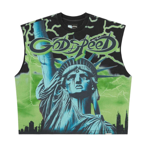 Godspeed Voltage Sleeveless Black Green Tee by Godspeed - NWAHYPE No.1 for streetwear T-Shirts in USA