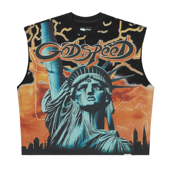 Godspeed Voltage Sleeveless Black Orange Tee by Godspeed - NWAHYPE No.1 for streetwear T-Shirts in USA