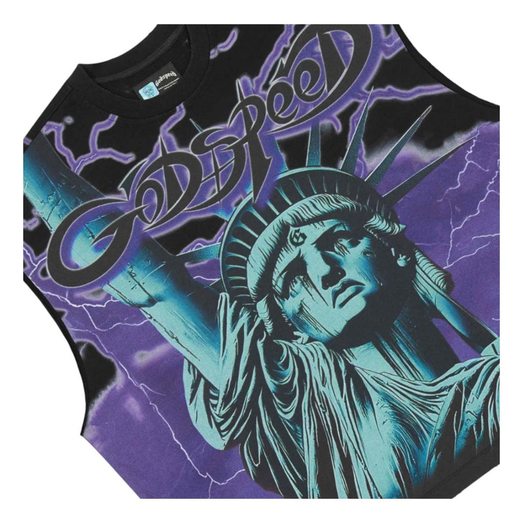 Godspeed Voltage Sleeveless Black Purple Tee by Godspeed - NWAHYPE No.1 for streetwear T-Shirts in USA