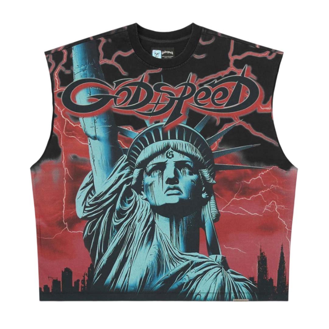 Godspeed Voltage Sleeveless Black Red Tee by Godspeed - NWAHYPE No.1 for streetwear T-Shirts in USA