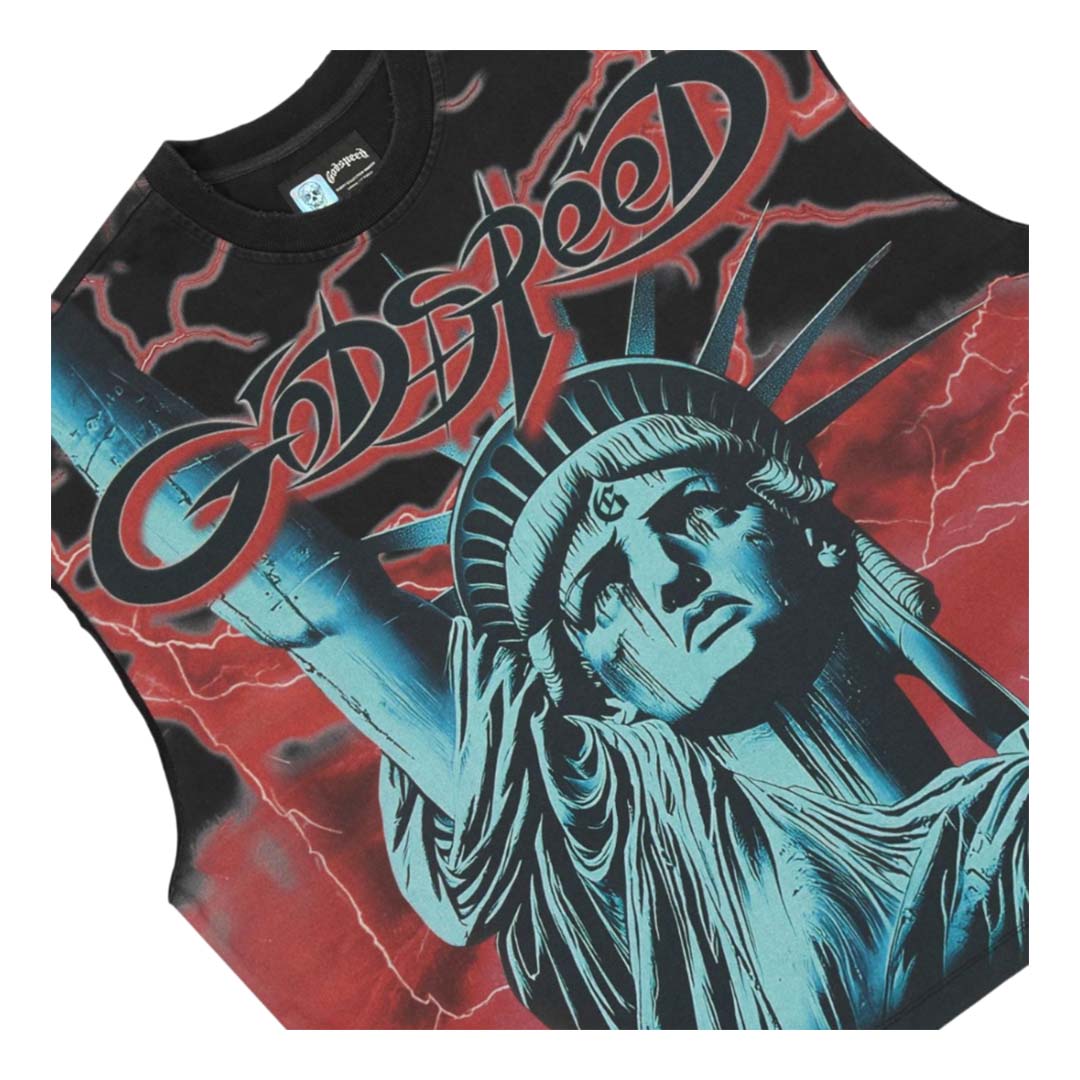 Godspeed Voltage Sleeveless Black Red Tee by Godspeed - NWAHYPE No.1 for streetwear T-Shirts in USA