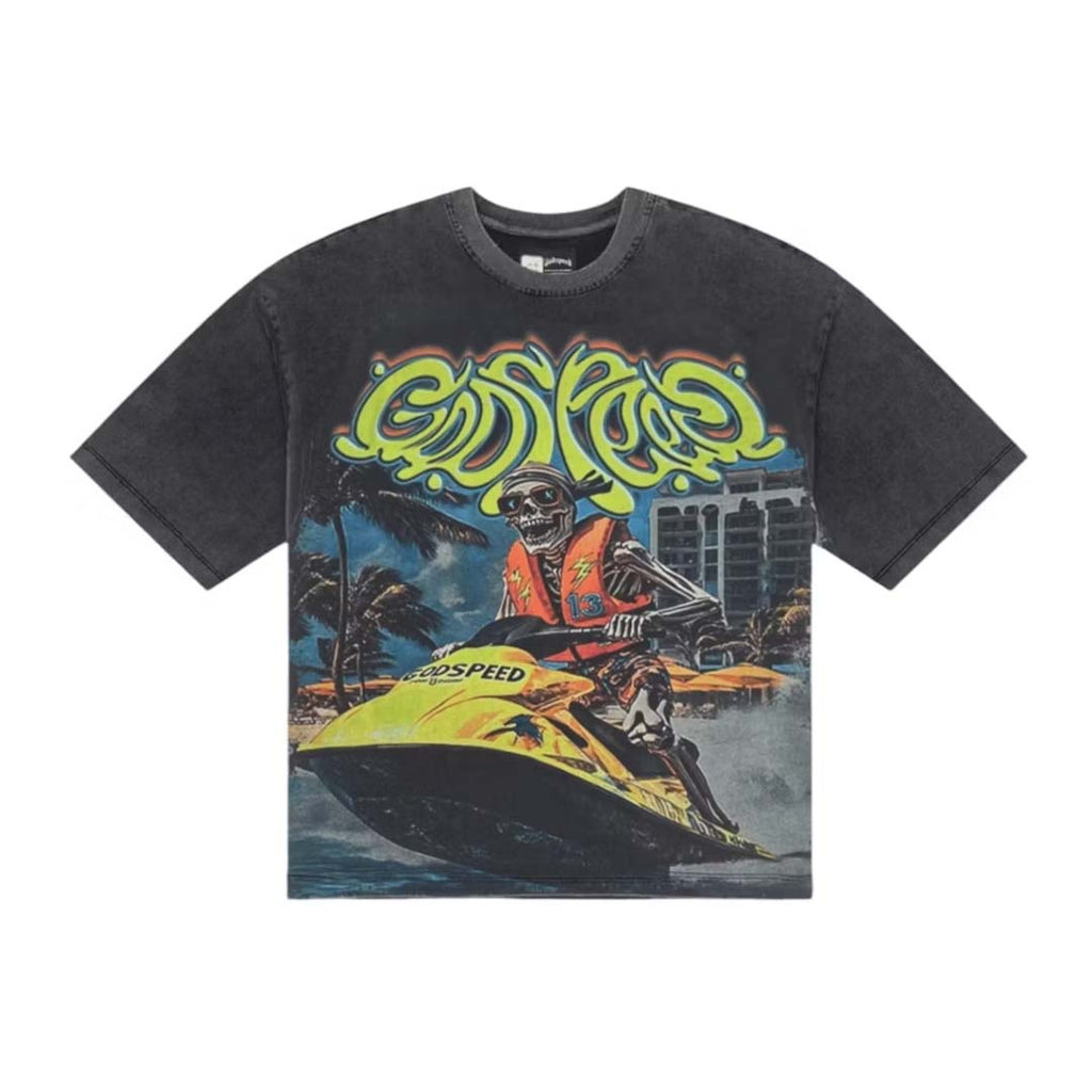 Godspeed Wave Runner Grey Wash Tee by Godspeed - NWAHype 1 for streetwear T-Shirts in USA