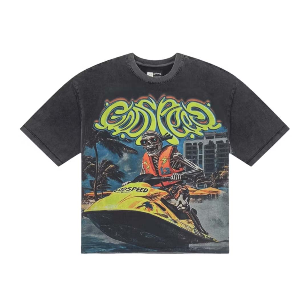 Godspeed Wave Runner Grey Wash Tee by Godspeed - NWAHype 1 for streetwear T-Shirts in USA