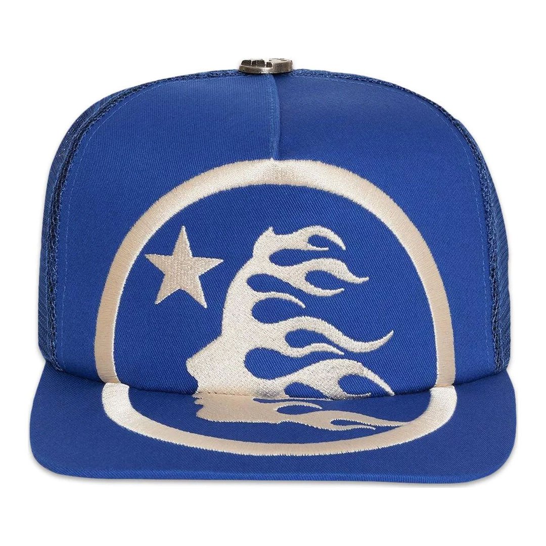 Hellstar Big Logo Blue Trucker Snapback Hat by Hellstar - NWAHype 1 for streetwear Hats in USA