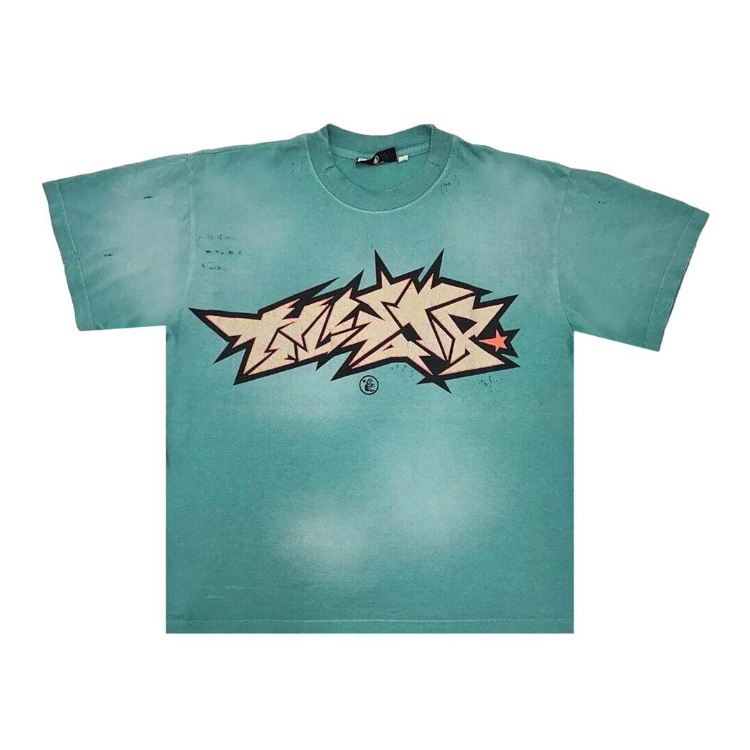 Hellstar Crack Print Tee 'Green' by Hellstar - NWAHype No.1 for streetwear T-Shirts in USA