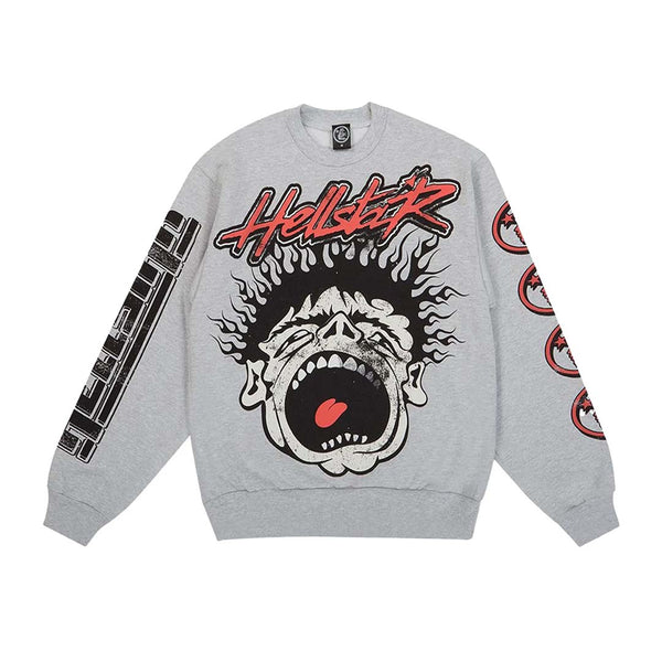 Hellstar Records Crewneck Heather Grey by Hellstar - NWAHype No.1 for streetwear Hoodies in USA
