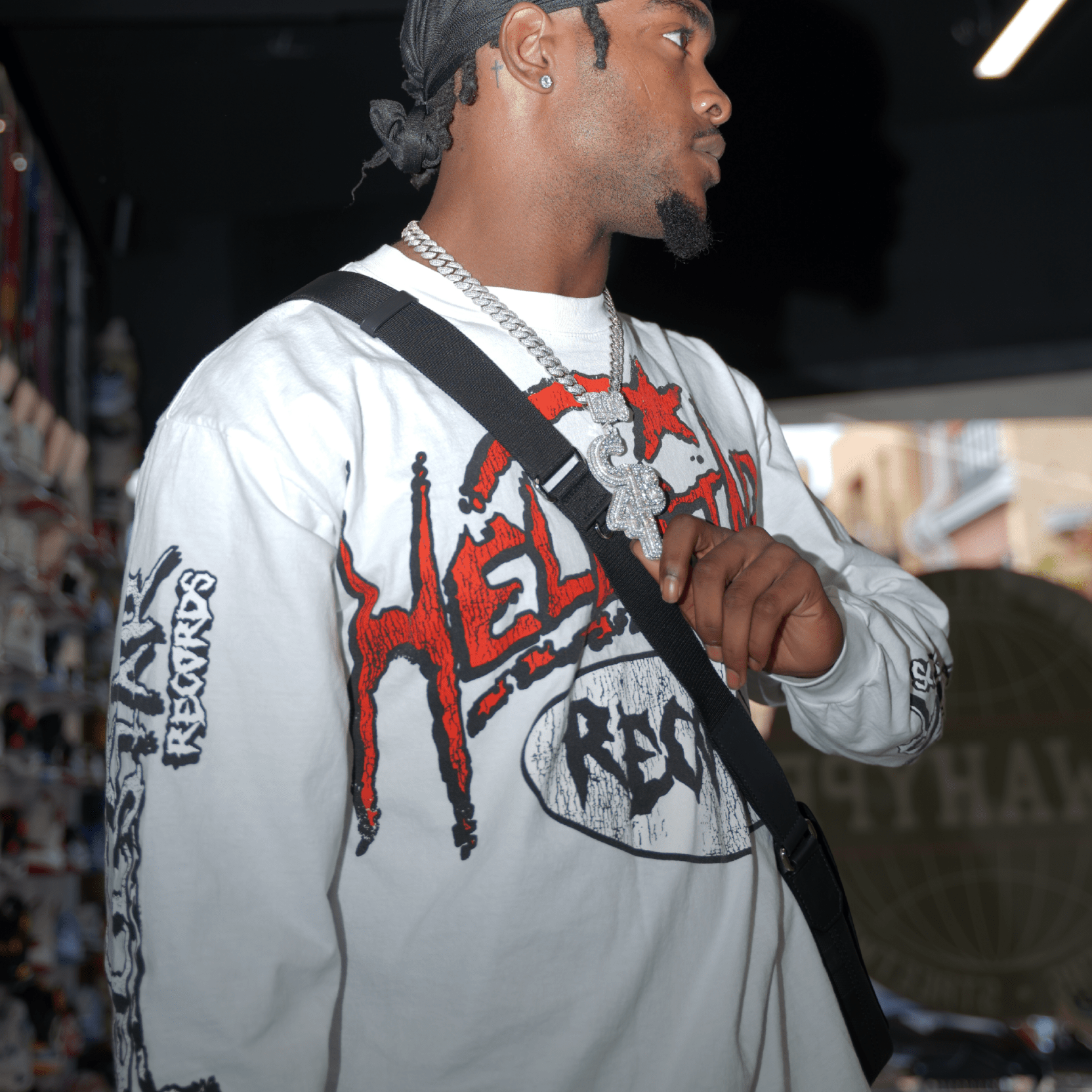 Hellstar Records Long Sleeve Tee White by Hellstar - NWAHype 1 for streetwear T-Shirts in USA