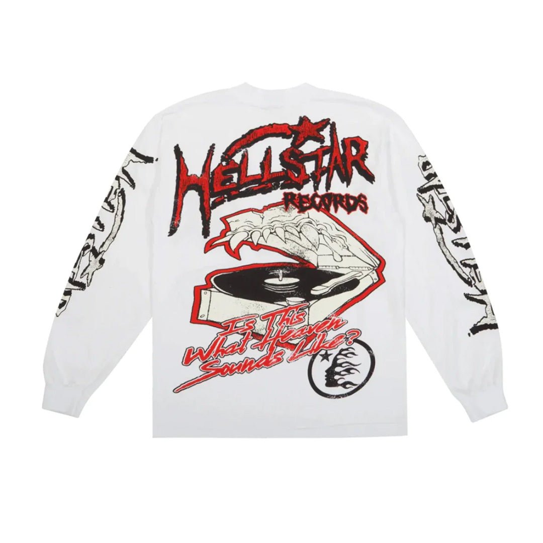 Hellstar Records Long Sleeve Tee White by Hellstar - NWAHype 1 for streetwear T-Shirts in USA