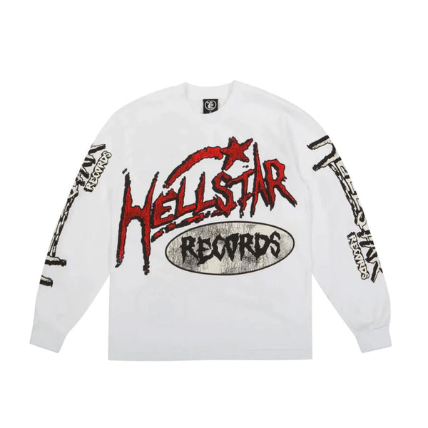 Hellstar Records Long Sleeve Tee White by Hellstar - NWAHype 1 for streetwear T-Shirts in USA
