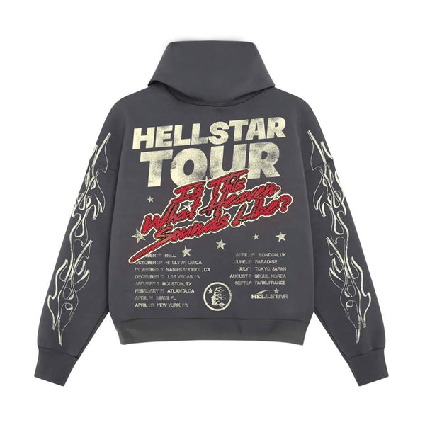 Hellstar Records Tour Hoodie Faded Black by Hellstar - NWAHype 1 for streetwear Hoodies in USA