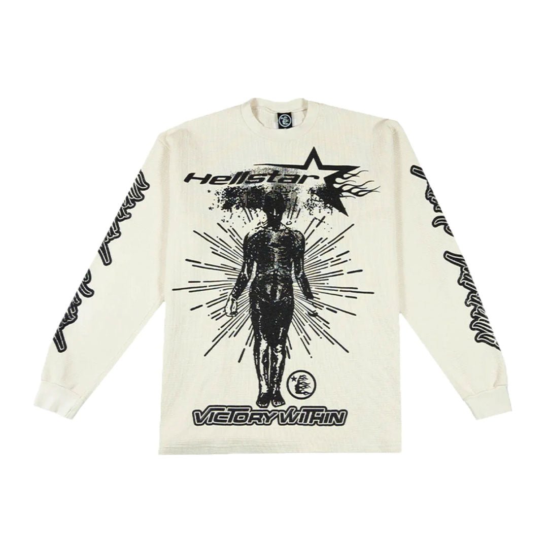Hellstar Victory Thermal Long Sleeve Cream by Hellstar - NWAHype 1 for streetwear T-Shirts in USA