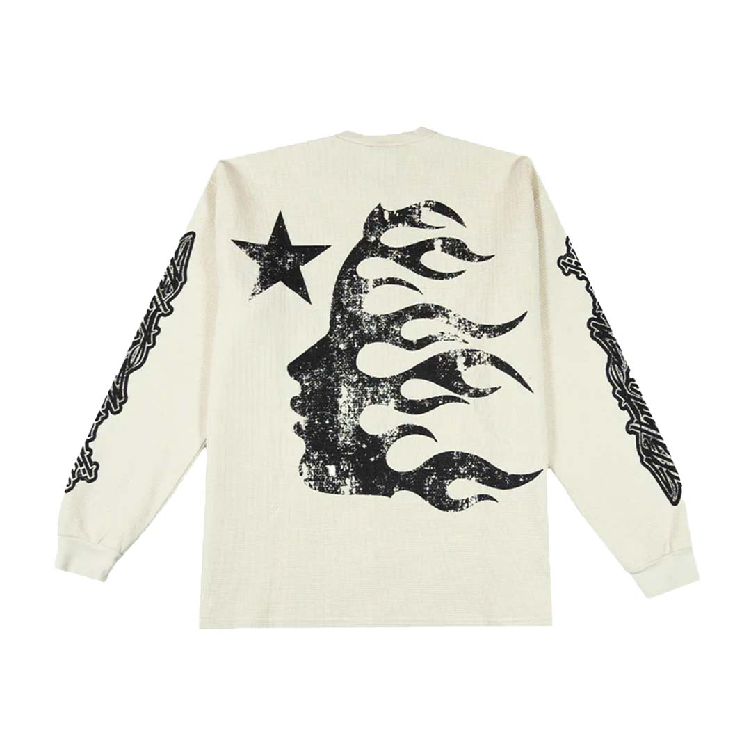 Hellstar Victory Thermal Long Sleeve Cream by Hellstar - NWAHype 1 for streetwear T-Shirts in USA