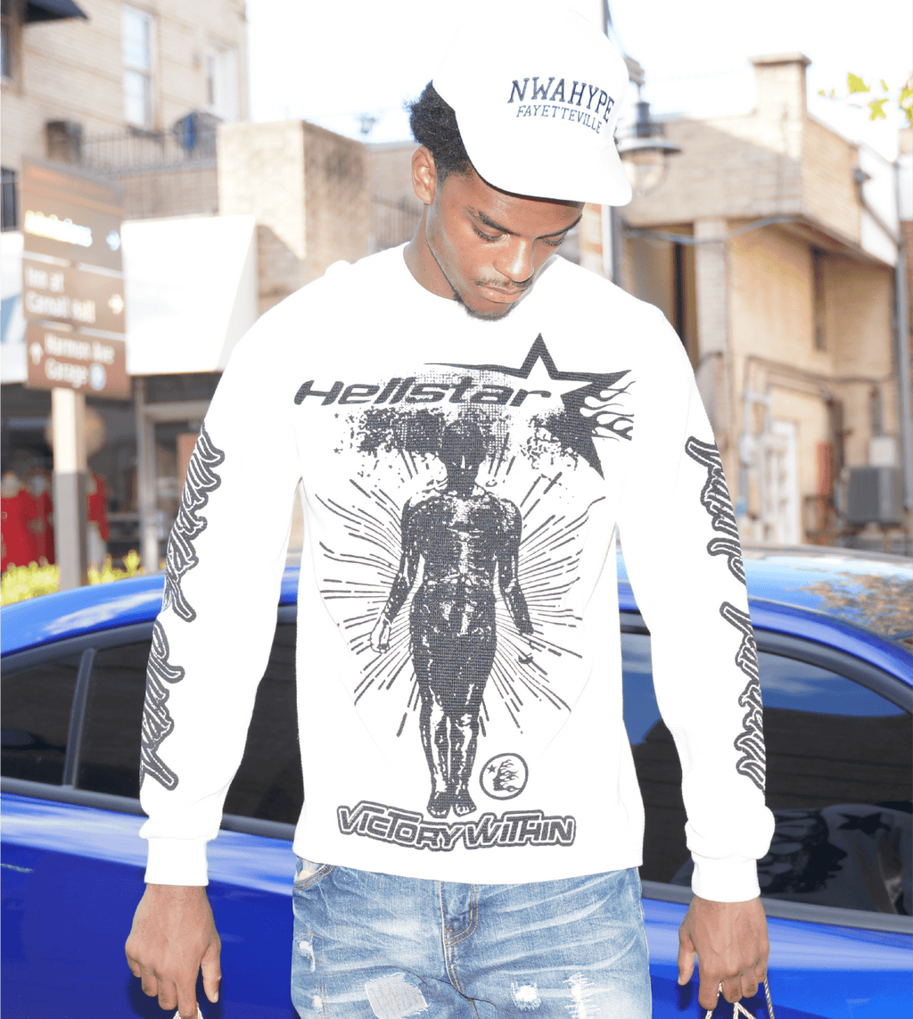 Hellstar Victory Thermal Long Sleeve Cream by Hellstar - NWAHype 1 for streetwear T-Shirts in USA